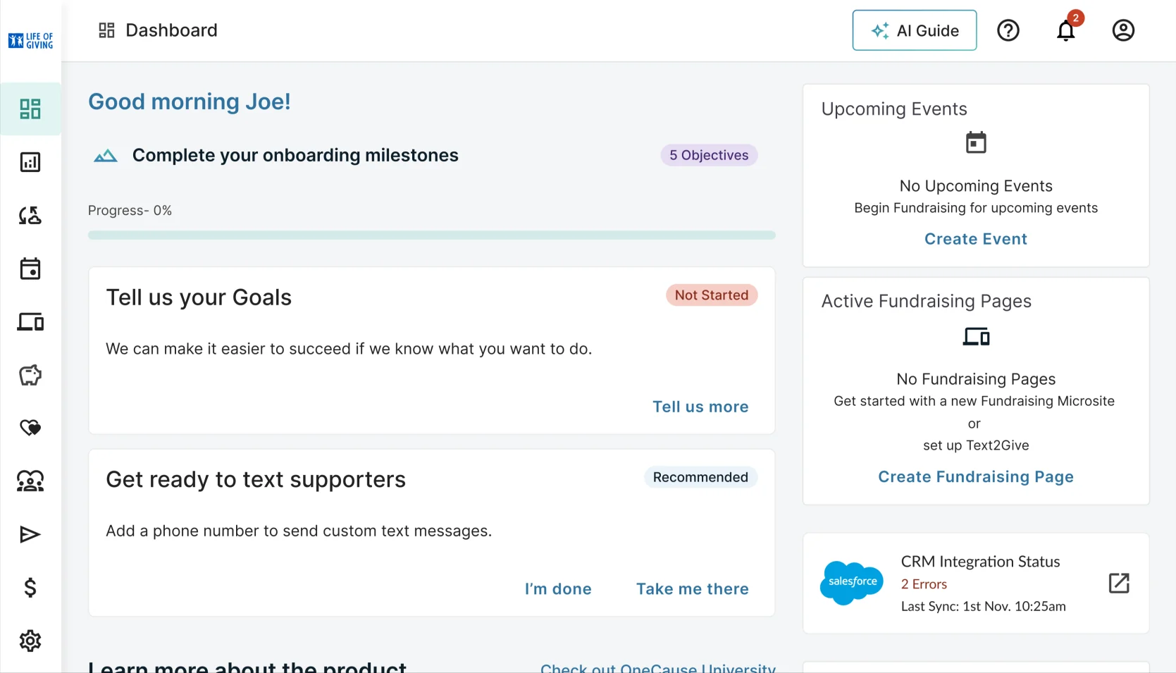 Version 2: milestones moved into their own section with more visual weight